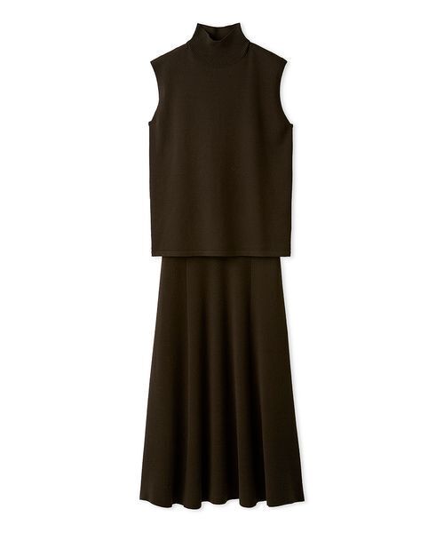 セール】【セットアイテム】ハイネックノースリニットナロースカート