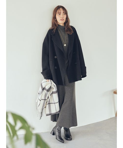 Mila Owen（ミラオーウェン）の「【セットアイテム】ハイネックノースリニットナロースカートSET（ワンピース・レディース・ブラウン/マスタード/チャコールグレー・0/1）」の13枚目の写真