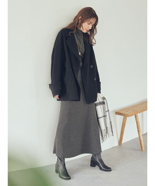 Mila Owen（ミラオーウェン）の「【セットアイテム】ハイネックノースリニットナロースカートSET（ワンピース・レディース・ブラウン/マスタード/チャコールグレー・0/1）」の14枚目の写真