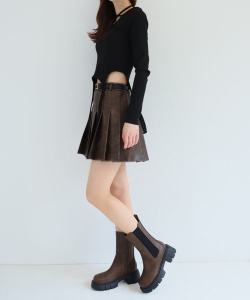 VIVIAN(ヴィヴィアン)の「厚底トラックソールサイドゴアミドルブーツ(ブーツ・レディース・ブラウン/ブラック・S/M/L/LL)」の21枚目の写真
