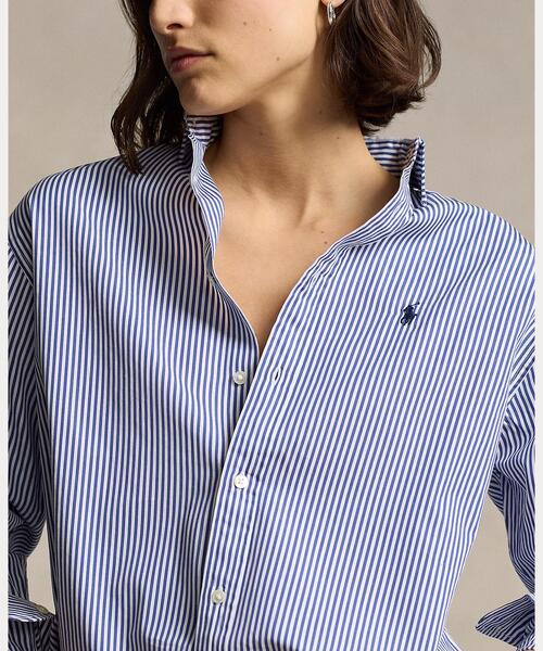 POLO RALPH LAUREN(ポロ ラルフ ローレン)の「ストライプド コットン シャツ(シャツ/ブラウス・レディース・ブルー・S/M/XS/XXS)」の5枚目の写真