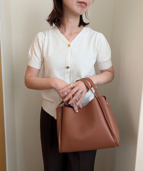 styiro(スタイロ)の「半袖サマーニットカーディガン レディース Vネック パフスリーブ きれいめ オフィスカジュアル(カーディガン/ボレロ・レディース・ホワイト/グリーン/ブラック・FREE)」の6枚目の写真
