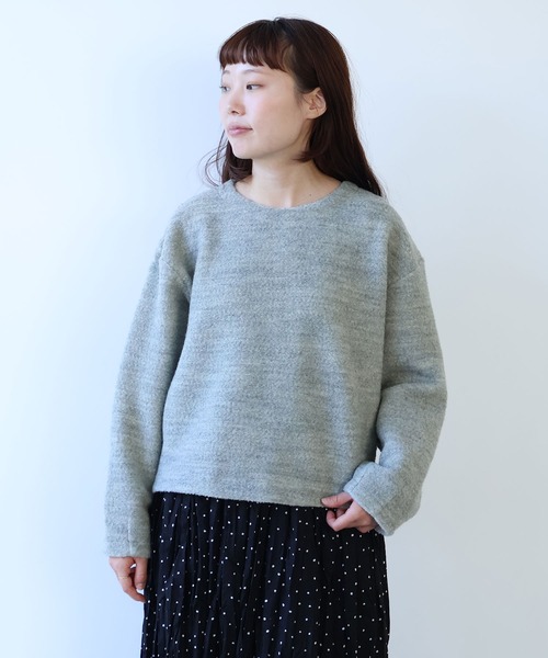 bulle de savon（ビュルデサボン）の「△ブリティッシュウール裏毛 プルオーバー（Tシャツ/カットソー・レディース・グレー/ダークブラウン・FREE）」の2枚目の写真