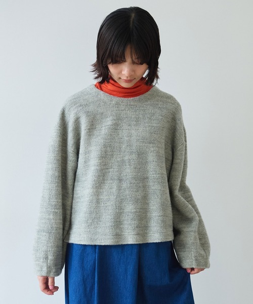 bulle de savon（ビュルデサボン）の「△ブリティッシュウール裏毛 プルオーバー（Tシャツ/カットソー・レディース・グレー/ダークブラウン・FREE）」の3枚目の写真