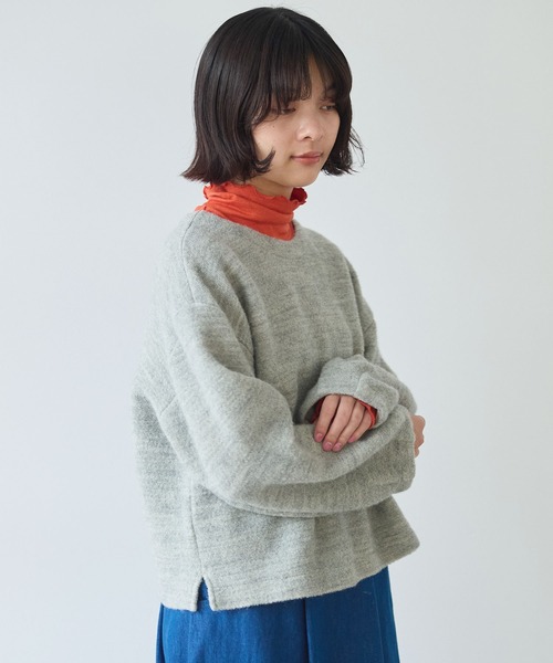 bulle de savon（ビュルデサボン）の「△ブリティッシュウール裏毛 プルオーバー（Tシャツ/カットソー・レディース・グレー/ダークブラウン・FREE）」の4枚目の写真