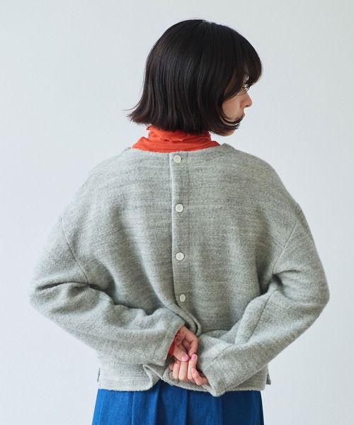 bulle de savon（ビュルデサボン）の「△ブリティッシュウール裏毛 プルオーバー（Tシャツ/カットソー・レディース・グレー/ダークブラウン・FREE）」の7枚目の写真