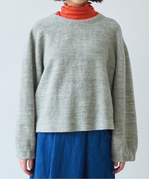 bulle de savon（ビュルデサボン）の「△ブリティッシュウール裏毛 プルオーバー（Tシャツ/カットソー・レディース・グレー/ダークブラウン・FREE）」の15枚目の写真