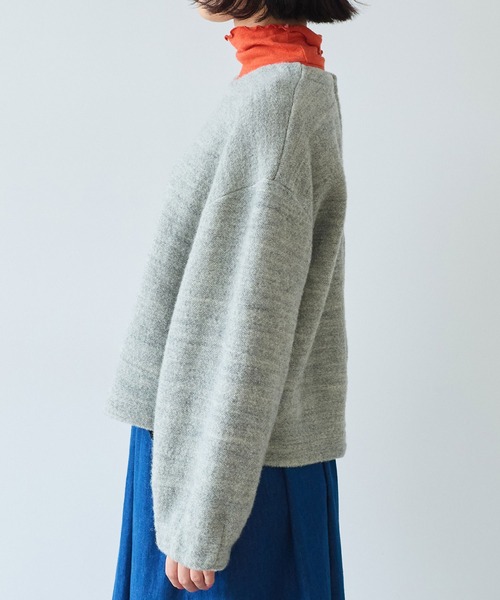 bulle de savon（ビュルデサボン）の「△ブリティッシュウール裏毛 プルオーバー（Tシャツ/カットソー・レディース・グレー/ダークブラウン・FREE）」の16枚目の写真