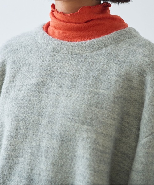 bulle de savon（ビュルデサボン）の「△ブリティッシュウール裏毛 プルオーバー（Tシャツ/カットソー・レディース・グレー/ダークブラウン・FREE）」の18枚目の写真