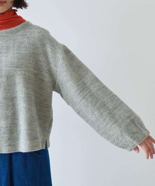 bulle de savon（ビュルデサボン）の「△ブリティッシュウール裏毛 プルオーバー（Tシャツ/カットソー・レディース・グレー/ダークブラウン・FREE）」の19枚目の写真