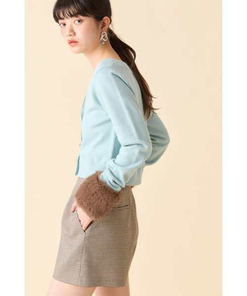 L.B CANDY STOCK]袖ファーニットカーディガン（カーディガン/ボレロ