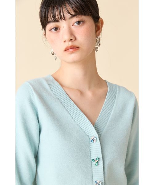 リリーブラウン2025 L.B CANDY STOCK袖ファーニットカーディガン L.B CANDY STOCK]袖ファーニットカーディガン(カーディガン)｜トップス