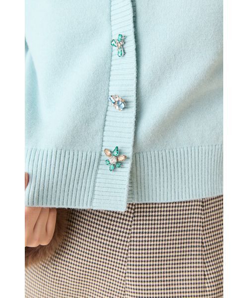 LILYBROWN L.B CANDY STOCKフラワービーズ刺繍カーディガン L.B CANDY STOCK]袖ファーニットカーディガン（カーディガン）｜LILY