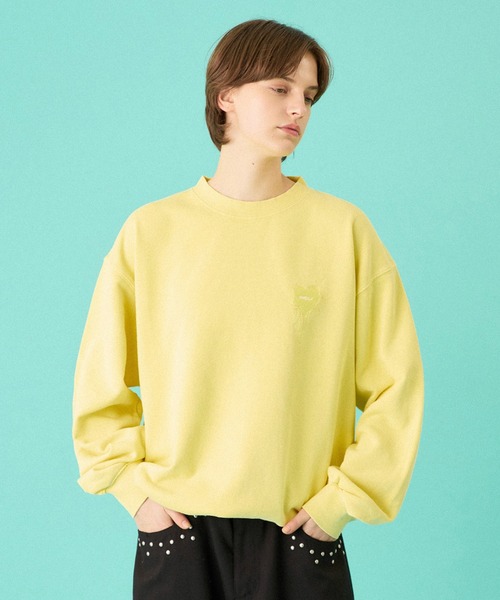 ONCILY（オンシェリー）の「26SS HEART LOGO DRAW CODE SWEAT / ハートロゴドローコードスウェット（スウェット・メンズ・ブラウン/ボルドー/ネイビー/ブラック系その他/杢グレー/ブラック/ブラック系その他2/モカ/チャコールグレー/ネイビー系/ブラウン系その他/ブルー系その他/パープル/ブルー/ローズ/ライトグレー/パープル系その他/イエロー・SMALL/MEDIUM/LARGE）」の16枚目の写真