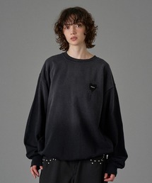 ストリート系スウェットシャツ 黒 MAISON KITSUNE エンブロイダリー オーバーサイズ ラグラン