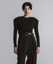 WOOL JERSEY SHOULDER PADDED T-SHIRT