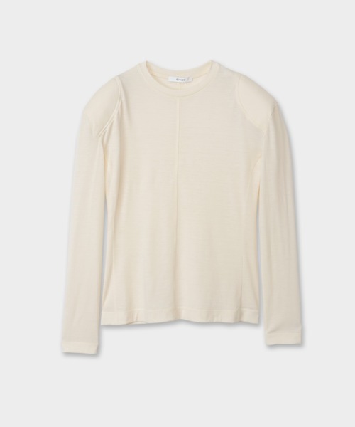 CINOH(チノ)の「WOOL JERSEY SHOULDER PADDED T-SHIRT(Tシャツ/カットソー・レディース・ホワイト系その他/ブラック・38)」の15枚目の写真