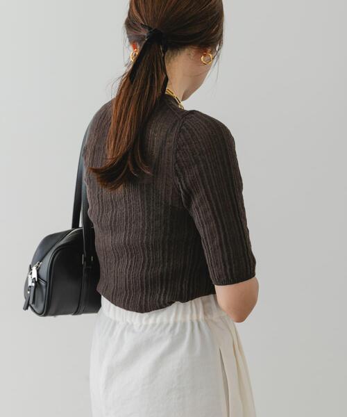 F by ROSSO(エフバイロッソ)の「F by ROSSO シアーリブ5分袖ニット(ニット/セーター・レディース・ブラック/ブルー/ブラウン・FREE)」の6枚目の写真