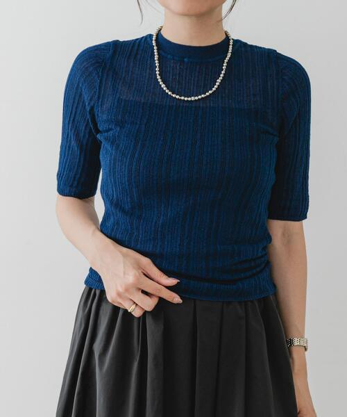 F by ROSSO(エフバイロッソ)の「F by ROSSO シアーリブ5分袖ニット(ニット/セーター・レディース・ブラック/ブルー/ブラウン・FREE)」の10枚目の写真