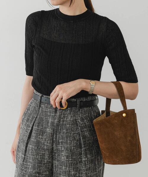 F by ROSSO(エフバイロッソ)の「F by ROSSO シアーリブ5分袖ニット(ニット/セーター・レディース・ブラック/ブルー/ブラウン・FREE)」の19枚目の写真