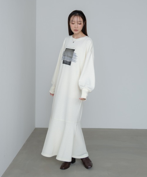 Bab(バブ)の「【選べるサイズ展開】前後2WAYホックプリントマーメイドスウェットワンピース(ワンピース・レディース・ネイビー/アイボリー/ブラウン系その他2/チャコールグレー/杢グレー・S/M)」の8枚目の写真