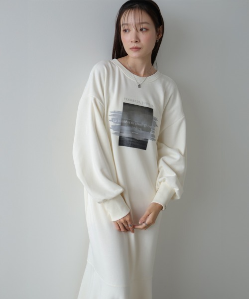 Bab(バブ)の「【選べるサイズ展開】前後2WAYホックプリントマーメイドスウェットワンピース(ワンピース・レディース・ネイビー/アイボリー/ブラウン系その他2/チャコールグレー/杢グレー・S/M)」の10枚目の写真