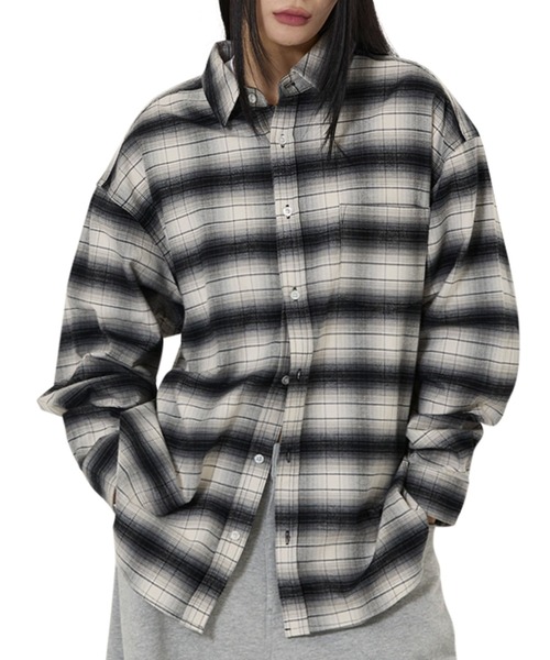 OY(オーワイ)の「『OY/オーワイ』SHADE CHECK SHIRT/シェード チェックシャツ(シャツ/ブラウス・レディース・ブラック・M/L)」の1枚目の写真