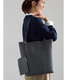 切替BIGTOTEバッグ(ポーチ付)