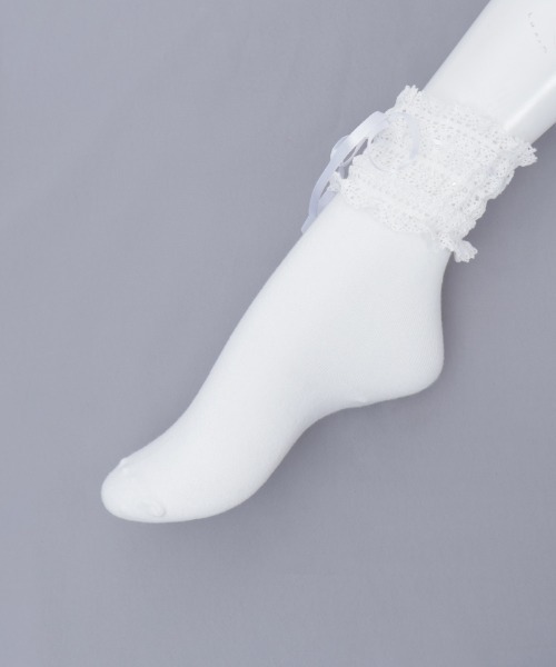 axes femme POETIQUE(アクシーズファムポエティック)の「ハシゴレース×リボンソックス(ソックス/靴下・レディース・ホワイト/ブラック・FREE)」の8枚目の写真