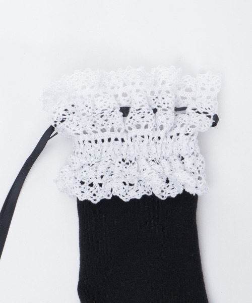 axes femme POETIQUE(アクシーズファムポエティック)の「ハシゴレース×リボンソックス(ソックス/靴下・レディース・ホワイト/ブラック・FREE)」の12枚目の写真