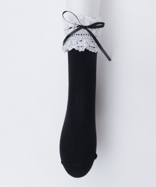 axes femme POETIQUE(アクシーズファムポエティック)の「ハシゴレース×リボンソックス(ソックス/靴下・レディース・ホワイト/ブラック・FREE)」の14枚目の写真