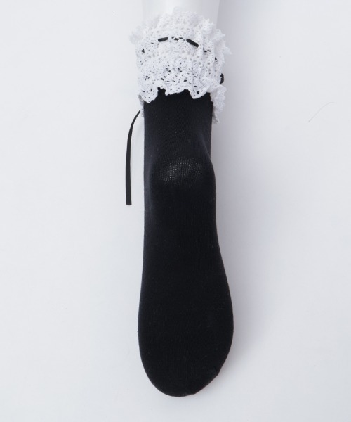 axes femme POETIQUE(アクシーズファムポエティック)の「ハシゴレース×リボンソックス(ソックス/靴下・レディース・ホワイト/ブラック・FREE)」の15枚目の写真