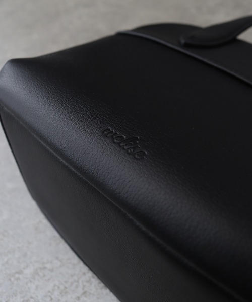welise（ウェライズ）の「【welise×ADAMPATEK】リアルレザー 2wayショルダーミニボストンバッグ/ハンドバッグ（ショルダーバッグ・メンズ・ブラック・FREE）」の6枚目の写真