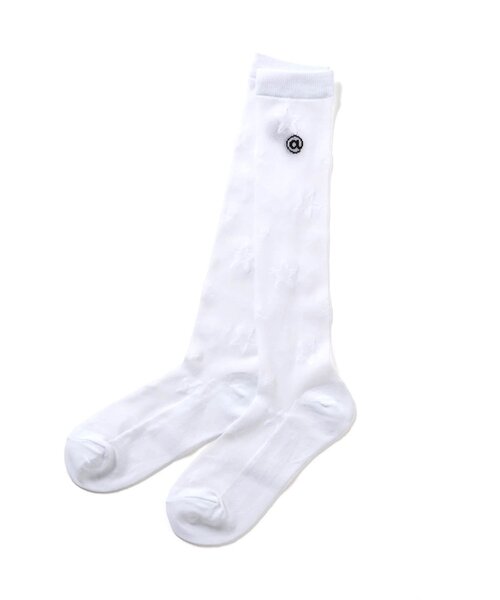 algy(アルジー)の「星総柄シアーハイソックス(ソックス/靴下・キッズ・オフホワイト/ブラック・24/21)」の4枚目の写真