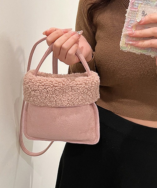 DAY CLOSET(デイ クローゼット)の「【肩紐アジャスター調節可/マチあり/マグネット開閉】スウェード調×ボアミニショルダーバッグ レディース(ショルダーバッグ・レディース・ブラウン/ピンク/ブラウン系その他・ONE SIZE)」の13枚目の写真