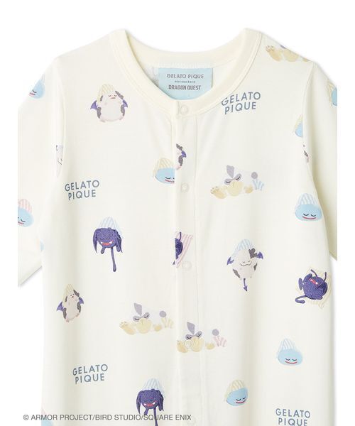 【ショッパー付き！】ジェラートピケドラクエロンパースアイボリー70♪ ドラゴンクエスト】【ベビー】アソートモンスター総柄ロンパース