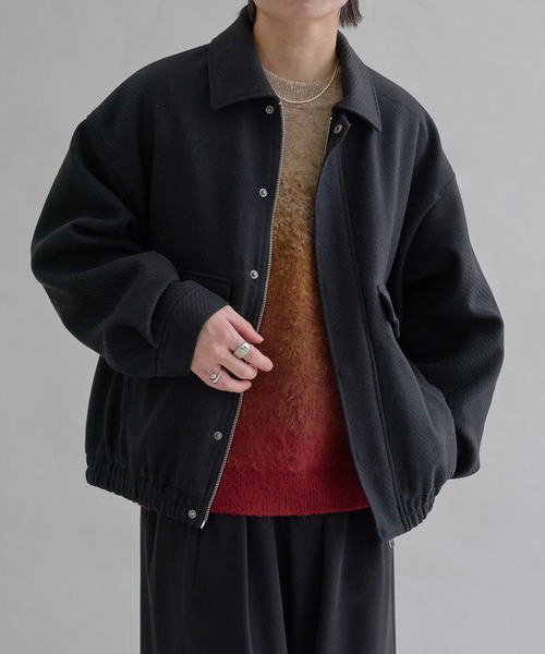 epnok(エプノック)の「ウールライクショートブルゾン(ブルゾン・メンズ・ブラック系その他/ブラック/グレー系その他・SMALL/MEDIUM/LARGE)」の2枚目の写真