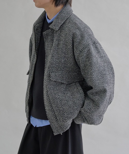 epnok(エプノック)の「ウールライクショートブルゾン(ブルゾン・メンズ・ブラック系その他/ブラック/グレー系その他・SMALL/MEDIUM/LARGE)」の11枚目の写真