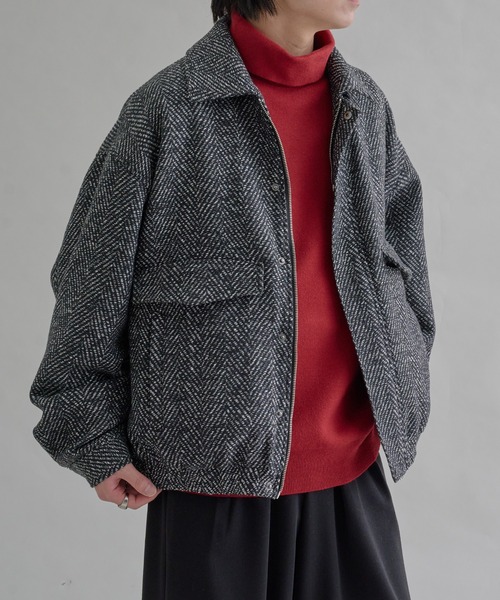 80s JUN MEN ウール ブルゾン 短丈 チェック カーキ　アーカイブ セール】ウールライクショートブルゾン（ブルゾン）｜epnok