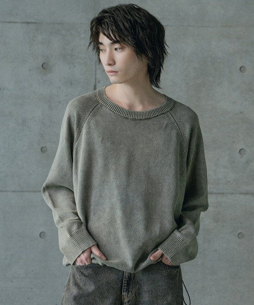 RATTLE TRAP（ラトルトラップ）の「ピグメントカット風ロングスリーブニット（ニット/セーター・メンズ・カーキ/ブラック・M/L）」の6枚目の写真