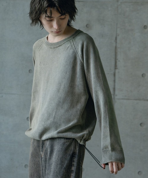 RATTLE TRAP（ラトルトラップ）の「ピグメントカット風ロングスリーブニット（ニット/セーター・メンズ・カーキ/ブラック・M/L）」の7枚目の写真