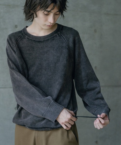 RATTLE TRAP（ラトルトラップ）の「ピグメントカット風ロングスリーブニット（ニット/セーター・メンズ・カーキ/ブラック・M/L）」の15枚目の写真