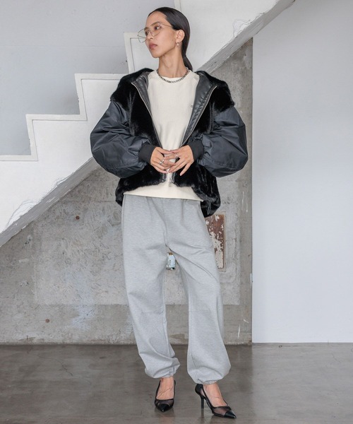 HEREIAM（ヘレイアム）の「【HEREIAM】リラックスフォルムJOG（スウェットパンツ・レディース・ブラック/オフホワイト/グレー・MEDIUM/SMALL）」の13枚目の写真