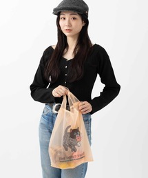 オーガンジー 犬・猫 刺繍エコトートバッグ