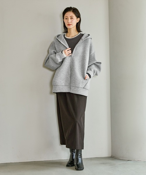 LAKOLE（ラコレ）の「ダンボールジップパーカー / 588558（パーカー・レディース・レッド/テラコッタ/モカ/杢グレー/ブラック/グリーン・FREE）」の8枚目の写真