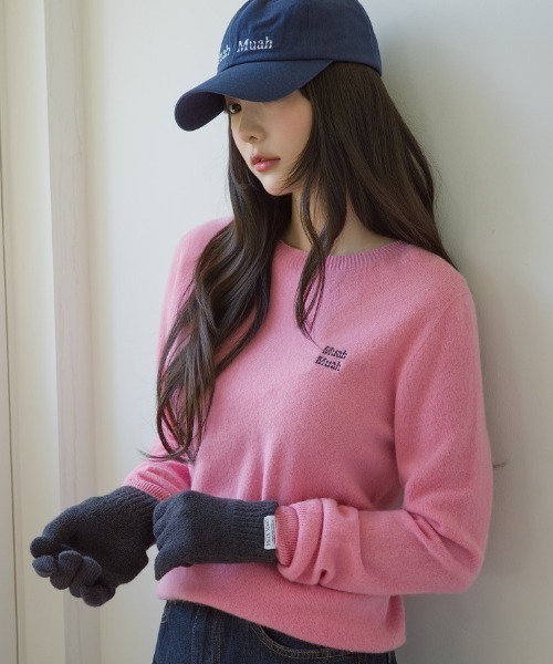 muahmuah(ムーアムーア)の「A'GEM/9 × .kom 『muah muah/ムーアムーア』STITCH WOOL ROUND KNIT/ステッチウール ラウンドニット(ニット/セーター・レディース・ピンク/グレー/ブルー/アイボリー・FREE)」の5枚目の写真