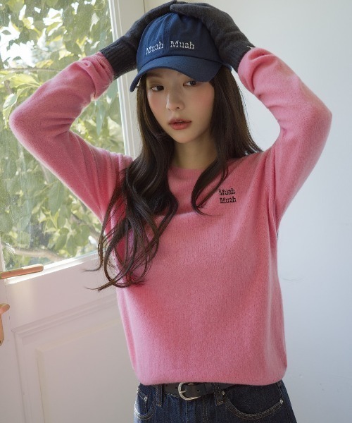muahmuah(ムーアムーア)の「A'GEM/9 × .kom 『muah muah/ムーアムーア』STITCH WOOL ROUND KNIT/ステッチウール ラウンドニット(ニット/セーター・レディース・ピンク/グレー/ブルー/アイボリー・FREE)」の6枚目の写真