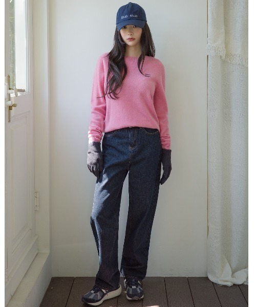 muahmuah(ムーアムーア)の「A'GEM/9 × .kom 『muah muah/ムーアムーア』STITCH WOOL ROUND KNIT/ステッチウール ラウンドニット(ニット/セーター・レディース・ピンク/グレー/ブルー/アイボリー・FREE)」の7枚目の写真