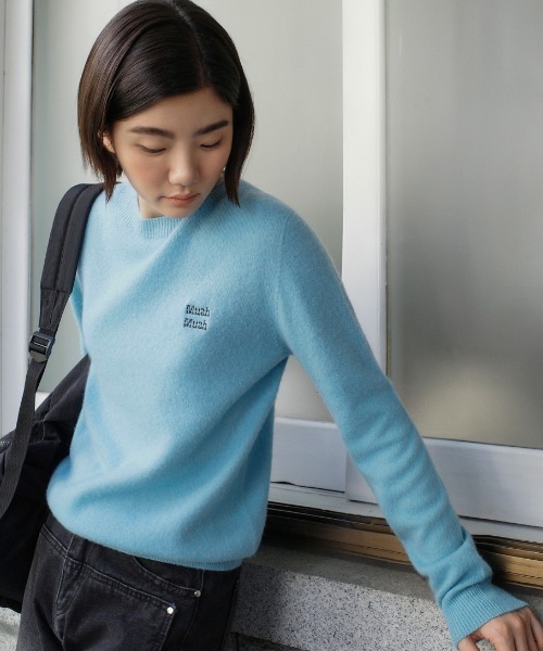 muahmuah(ムーアムーア)の「A'GEM/9 × .kom 『muah muah/ムーアムーア』STITCH WOOL ROUND KNIT/ステッチウール ラウンドニット(ニット/セーター・レディース・ピンク/グレー/ブルー/アイボリー・FREE)」の18枚目の写真