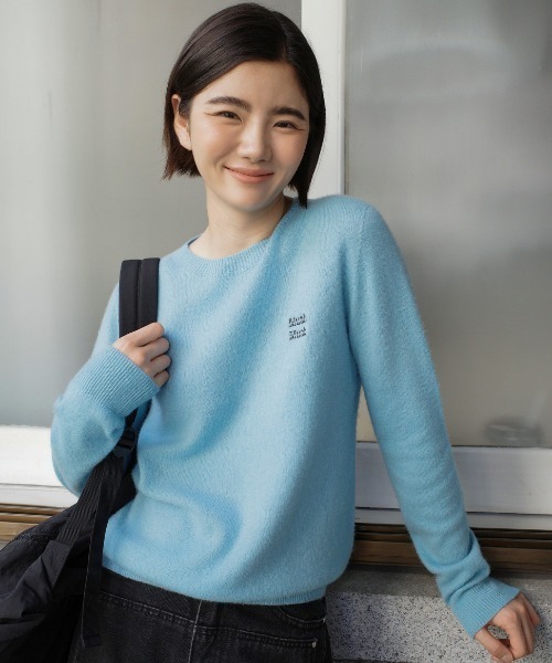 muahmuah(ムーアムーア)の「A'GEM/9 × .kom 『muah muah/ムーアムーア』STITCH WOOL ROUND KNIT/ステッチウール ラウンドニット(ニット/セーター・レディース・ピンク/グレー/ブルー/アイボリー・FREE)」の19枚目の写真